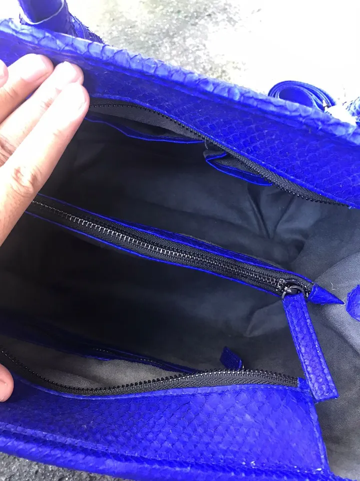 Genuine python skin big classy royal blue ultramarine bag / elegant women purse / designer leather bag / exotic leather