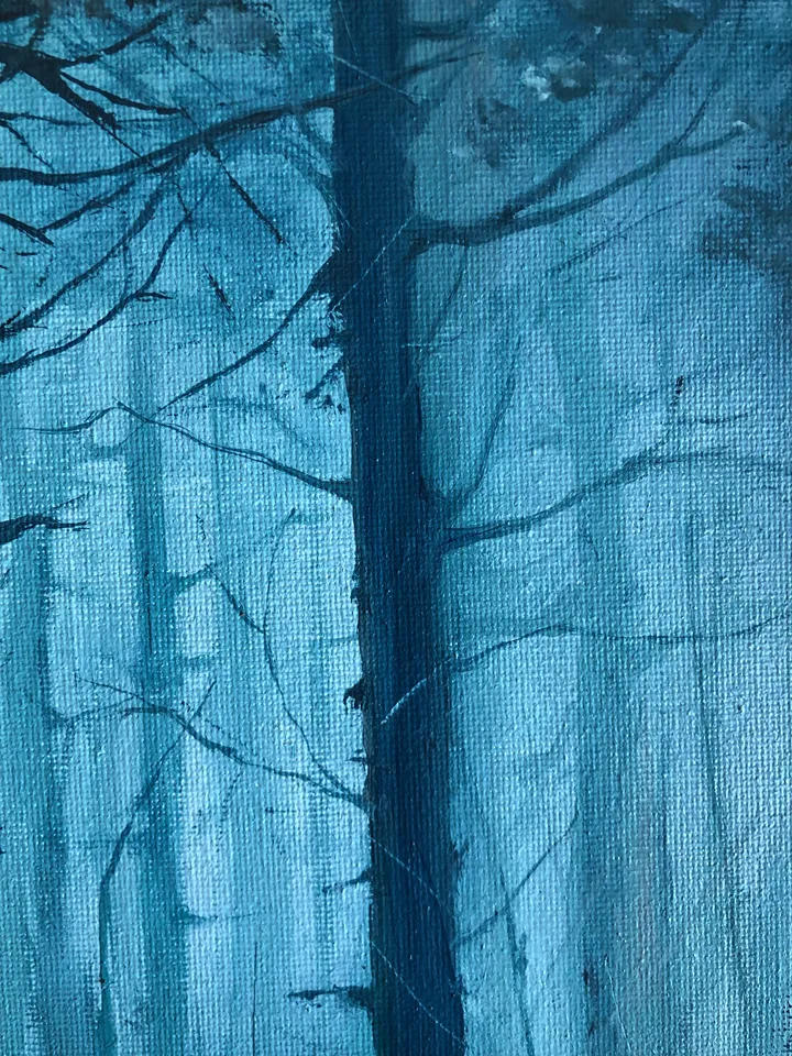 Original Oil Landscape Trees Painting Foggy Forest Wall art Forest Painting