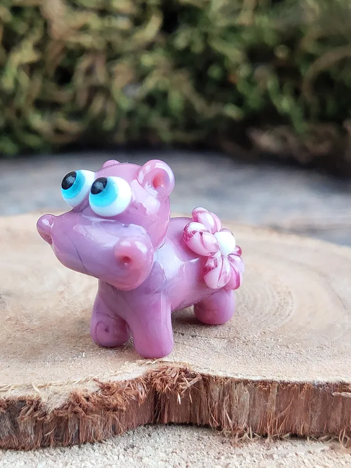 Hippo figurine Hippo miniature Hippopotamus sculpture Begemoth figurine Hippo gifts Hippo decor | Tiny Glass hippo bead Miniature animals