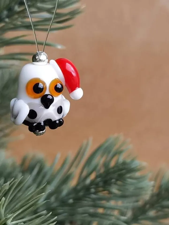 Polar owl ornaments owl gifts owl decor Christmas ORNAMENTS Christmas gifts Glass figurines Christmas tree blown glass art arctic animals