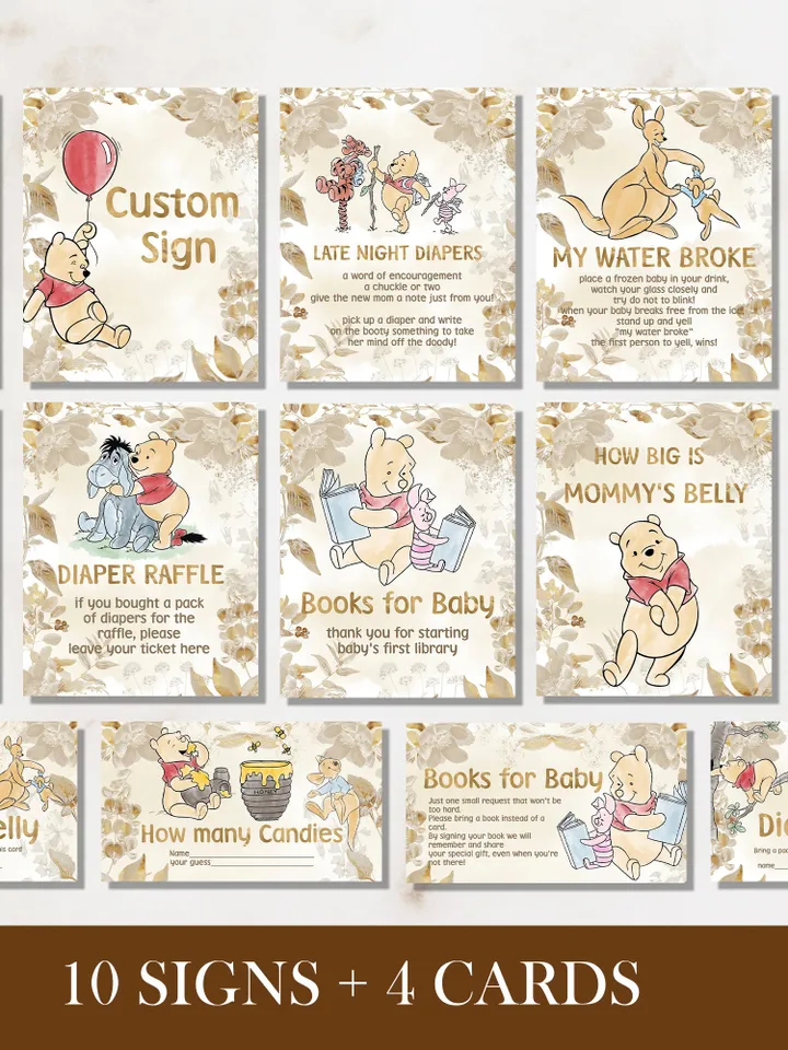 Winnie the Pooh Baby Shower Games; Winnie the Pooh Inspired; Printable Pooh Baby Shower Party Games; Honey Bear Shower Games; GWP3