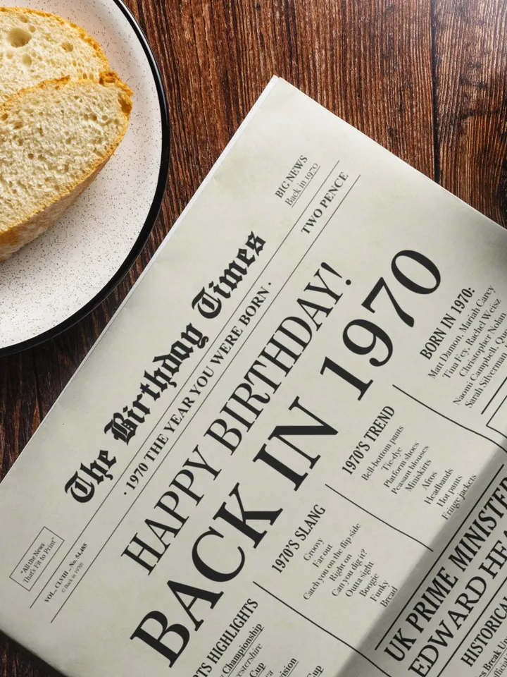 55th Birthday Newspaper Poster Back in 1970 Printable Sign 1970 Birthday Fun Facts 55 Years Ago UK Digital Download