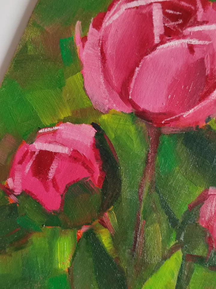 painting of Peonies oil on canvas 13*18cm