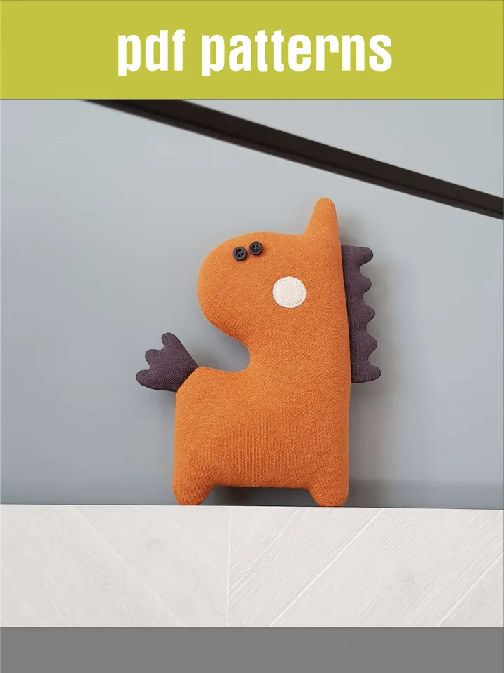 Horse sewing pattern PDF, digital tutorial in english, Diy stuffed animal