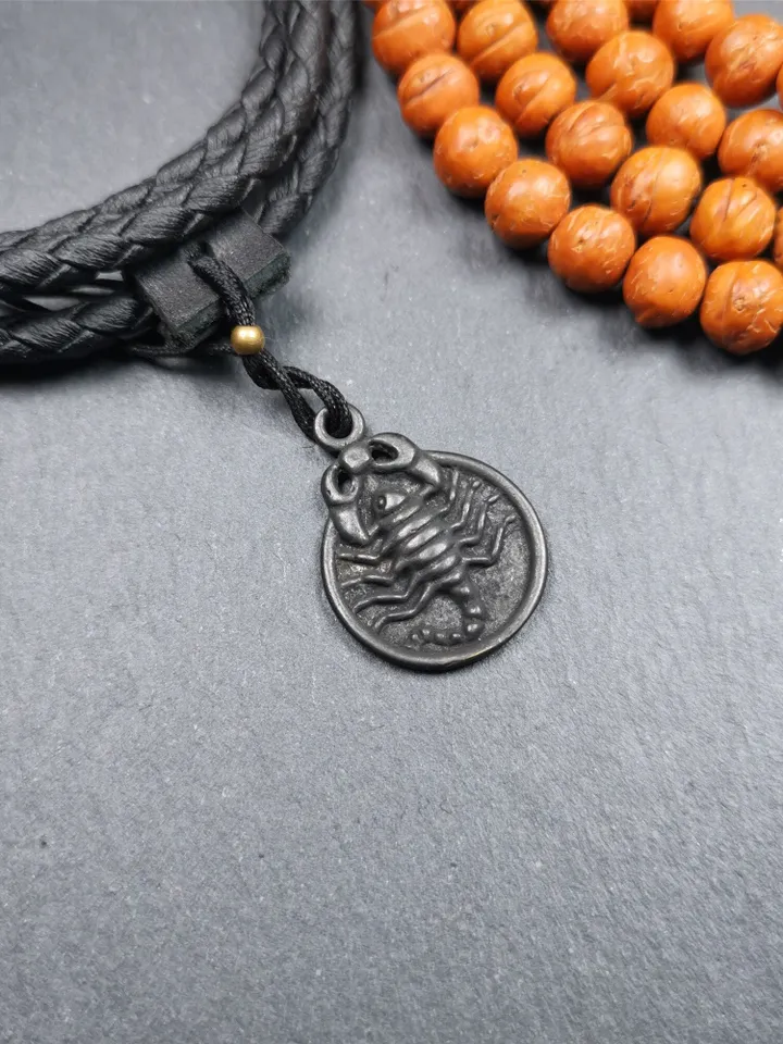 Gandhanra Handmade Tibetan Amulet,Scorpion Guru of Padmasambhava, Buddhist Scorpion Pendant, Made of Brass,0.8"