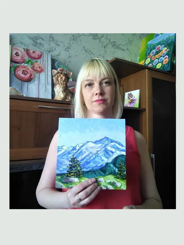 Original Oil Painting Landscape Mountains in California mini art decor