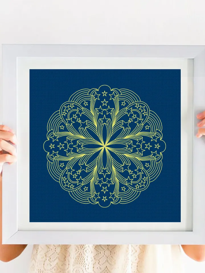 Star mandala blackwork pattern PDF download Backstitch chart Mandala ornament, Blackwork mandala embroidery PDF, Mandala art, Star sky #W42