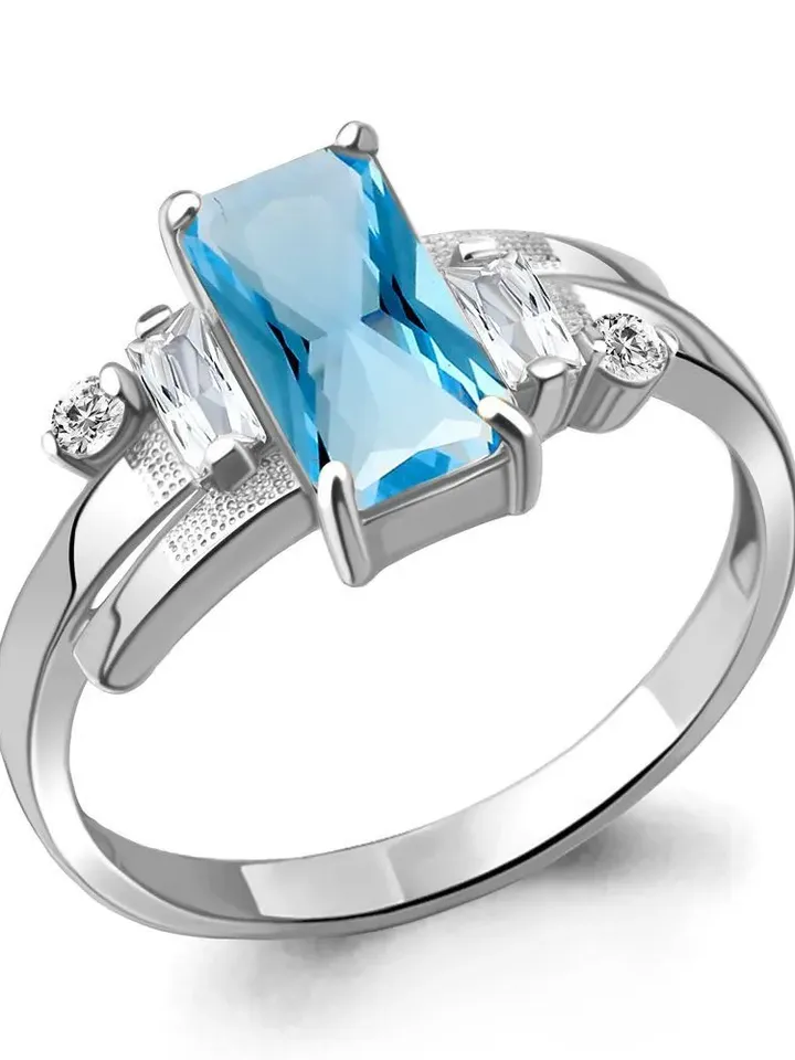 Ring silver 925 with Swiss topaz and cubic zirconia