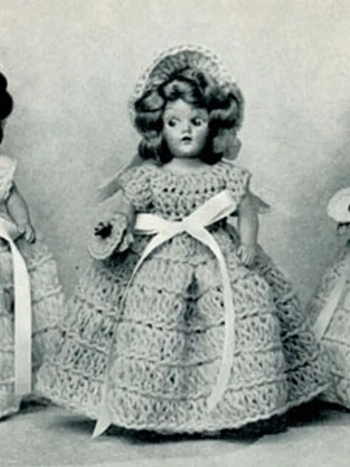 Vintage Crochet Pattern Dress for Doll Bridesmaid Doll Pattern Digital Download PDF
