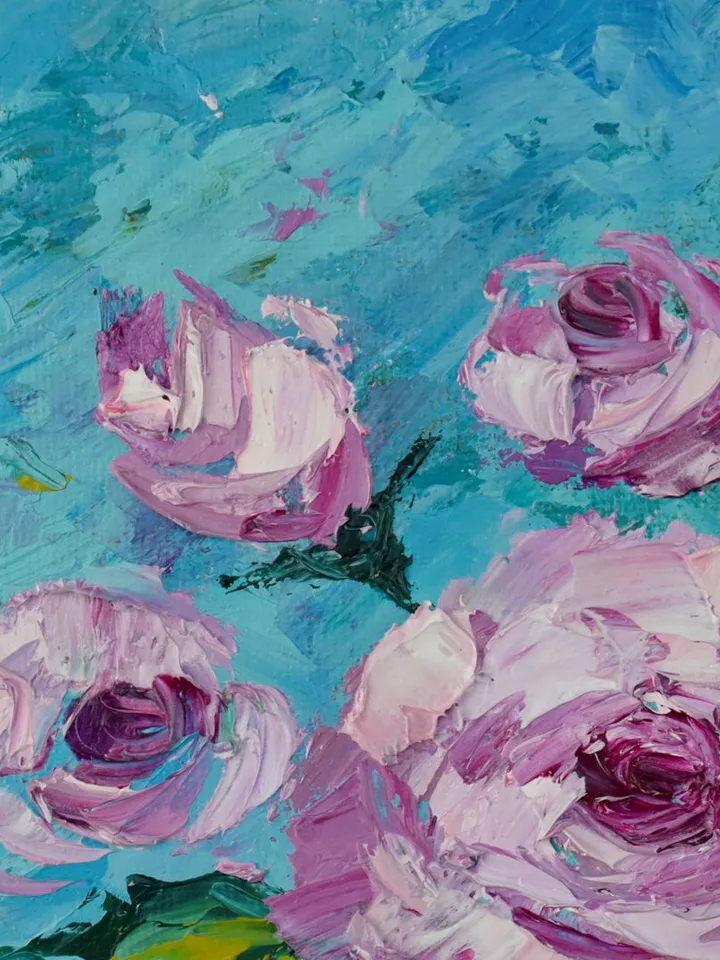 Roses oil painting Small artwork Original Art 6 by 6 inch Pink Flowers art by Juliya JC