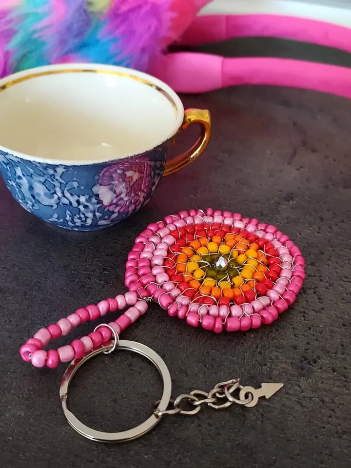 keychain for women pendant, trinket, Mandala, talisman, charm made of beads,car decor
