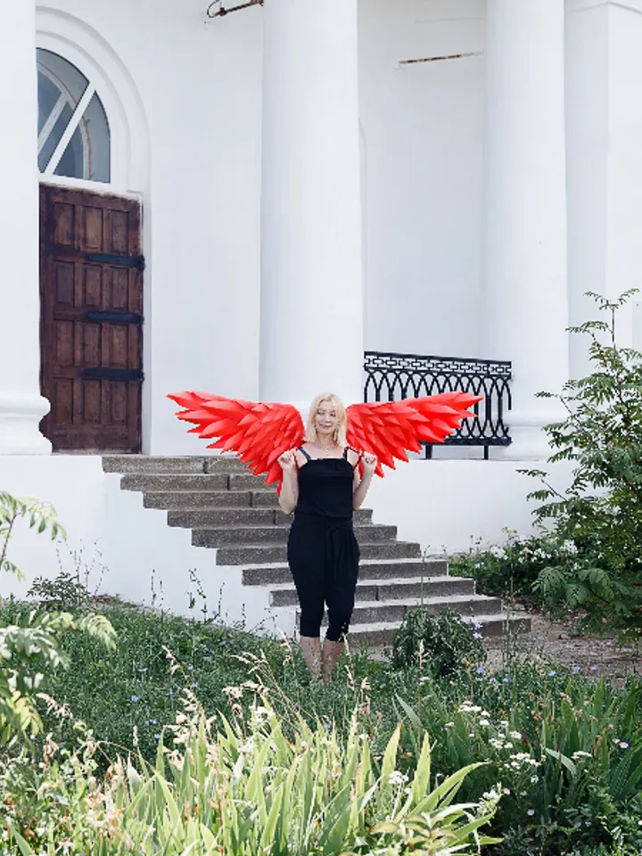 Red wings costume, Red wings cosplay, Christmas Angel, Handmade wings, Angelic wings photoshoot prop women sexy outfit