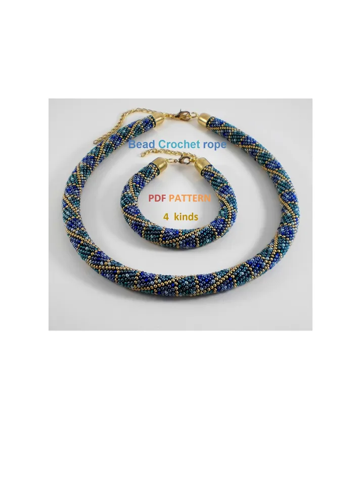Bead Crochet Necklace Bracelet patterns, Rope bead crochet, pattern seed beads, DIY, bead jewelery, Instant Download, PDF patterns