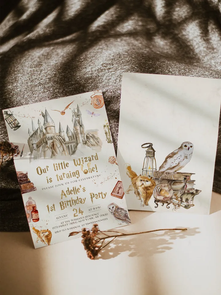 The Chosen One Invitation; Wizard Birthday Party; Magic School 1st Birthday Invitation Template; Editable Wizarding World Invitation; Wms12