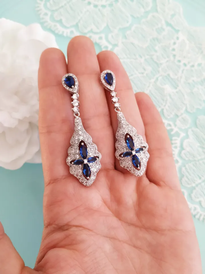 Swarovski Crystal Wedding Earrings Bridal Crystal Earrings Art Deco Wedding Jewelry Vintage Bridal Jewelry CZ Vintage Bridal Earrings