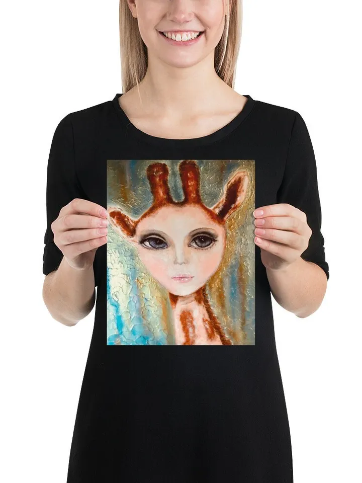 Woman girrafe Photo paper poster