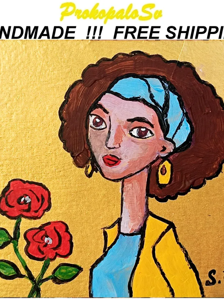 African Woman Face Artwork Abstract Portrait Original Art Diverse Woman Portrait Framed Oil Painting Woman Fine Art Gift by ArtProkopaloSv