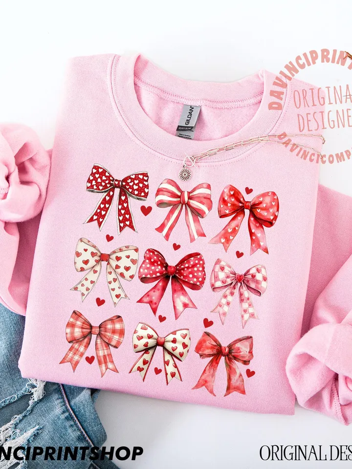 Valentine Coquette Bows PNG, Aesthetic Valentines png, Valentines Day png, Valentines bow png, Retro Valentines png, Trendy Valentines png