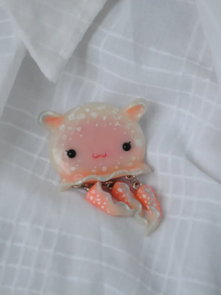 Cute pink jellyfish brooch