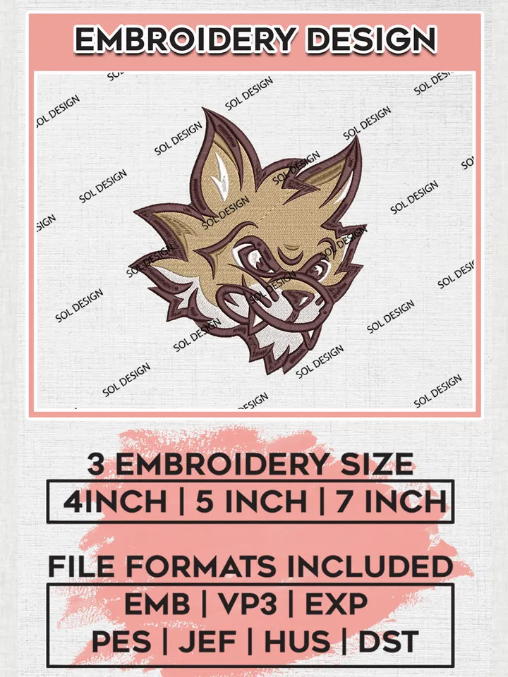 NCAA Texas State Bobcats Head Mascot Team Logo embroidery designs, NCAA Texas State Bobcats Machine embroidery designs, NCAA College Team Logo embroidery designs, Machine embroidery designs, Digital Download