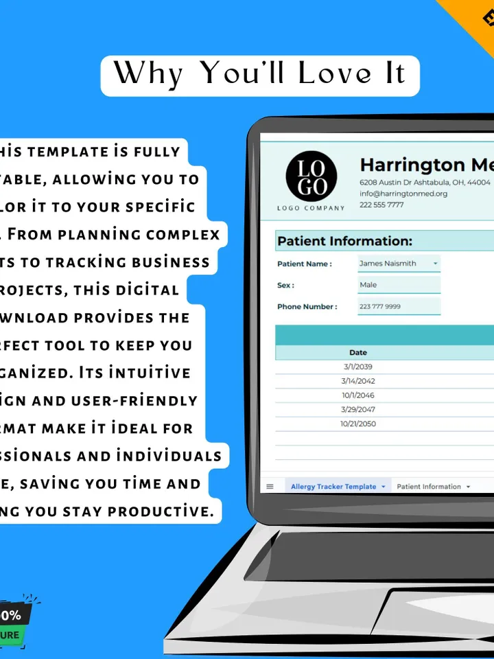 Allergy Tracker Template Google Sheets, Symptom Log & Management Tool, Health Monitoring Digital Planner, Instant Download