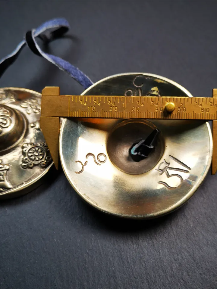 Gandhanra 2.7&quot; Tibetan Cymbals,Astamangal Pattern Tingsha Bell,Buddhism Ritual Implement,Handmade in Nepal
