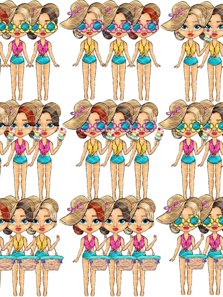 Super Beach Girls Clipart, Beach Birthday Clipart, Summer Girl Clipart, Cute Planner Stickers, Beach Nursery Decor Clipart, Summer Sublimation Png