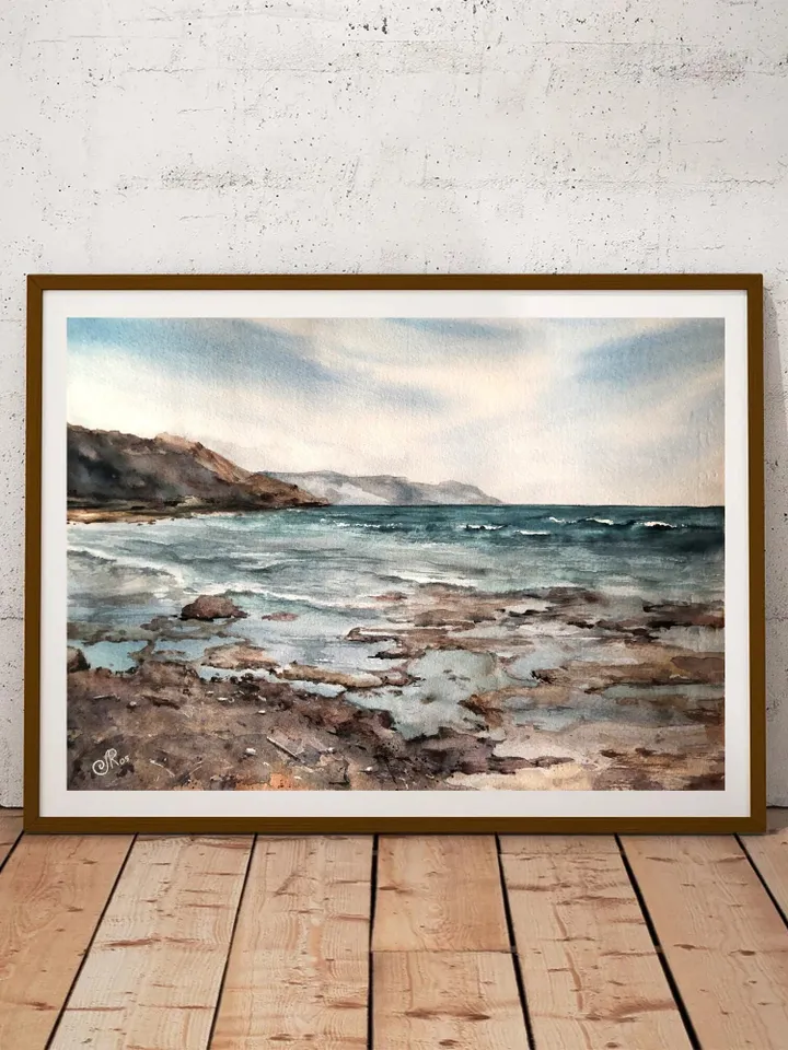 Seascape Original Coastal painting Watercolor Painting Seascape Wall art Ocean Painting Sea Landscape Painting