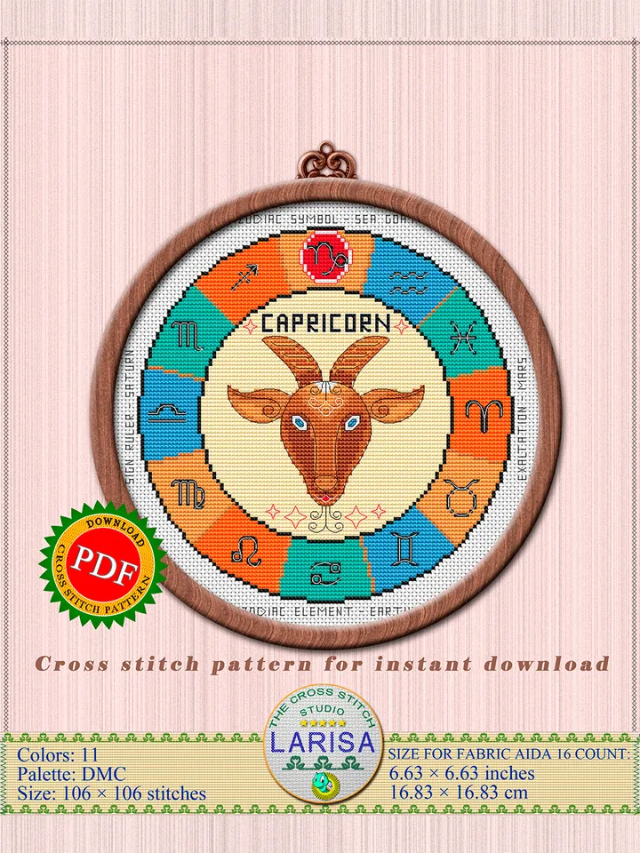 Capricorn Cross Stitch Pattern | Capricorn Zodiac Sign