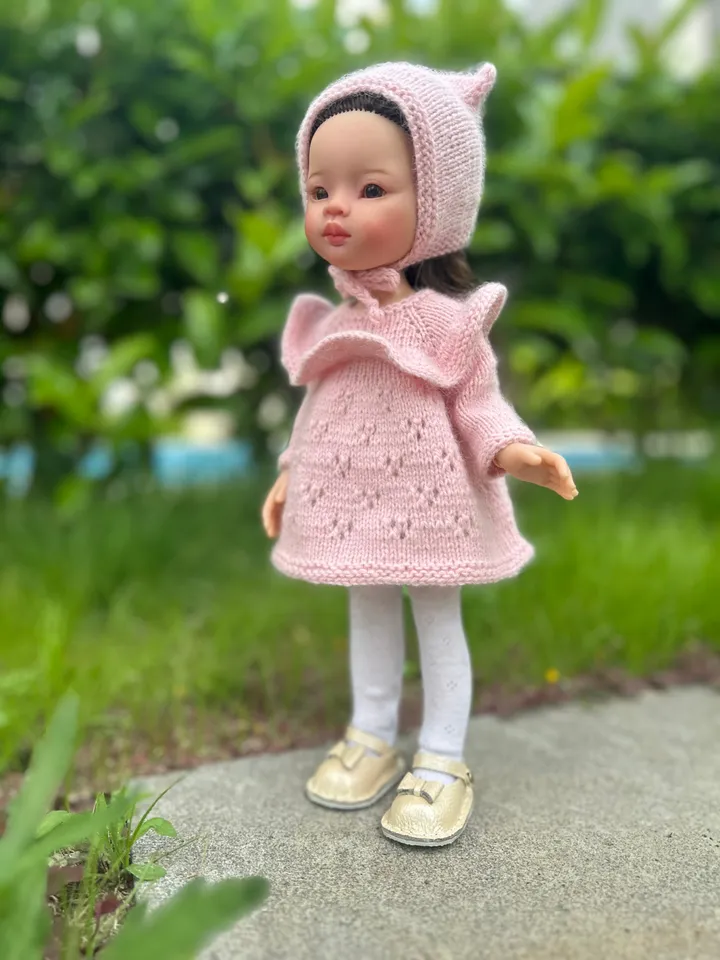 Paola Reina Doll 4 ITEMS Set: Exclusive Handmade Outfit - Dress, Tights, Shoes, Kitty-hat
