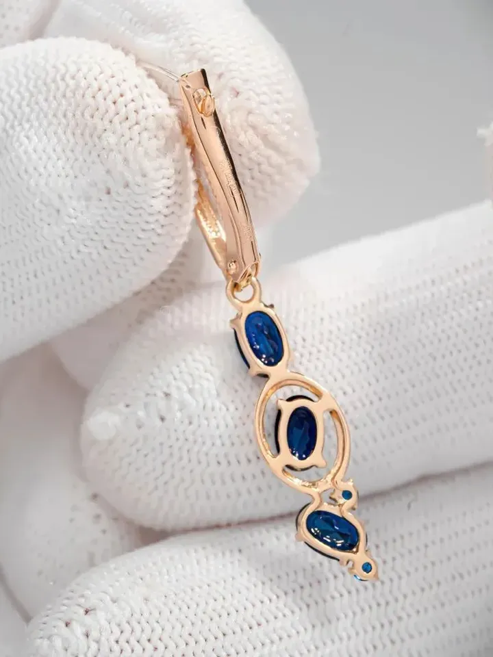 Earrings Jewelry silver gilded 925 samples with corundum sapphire