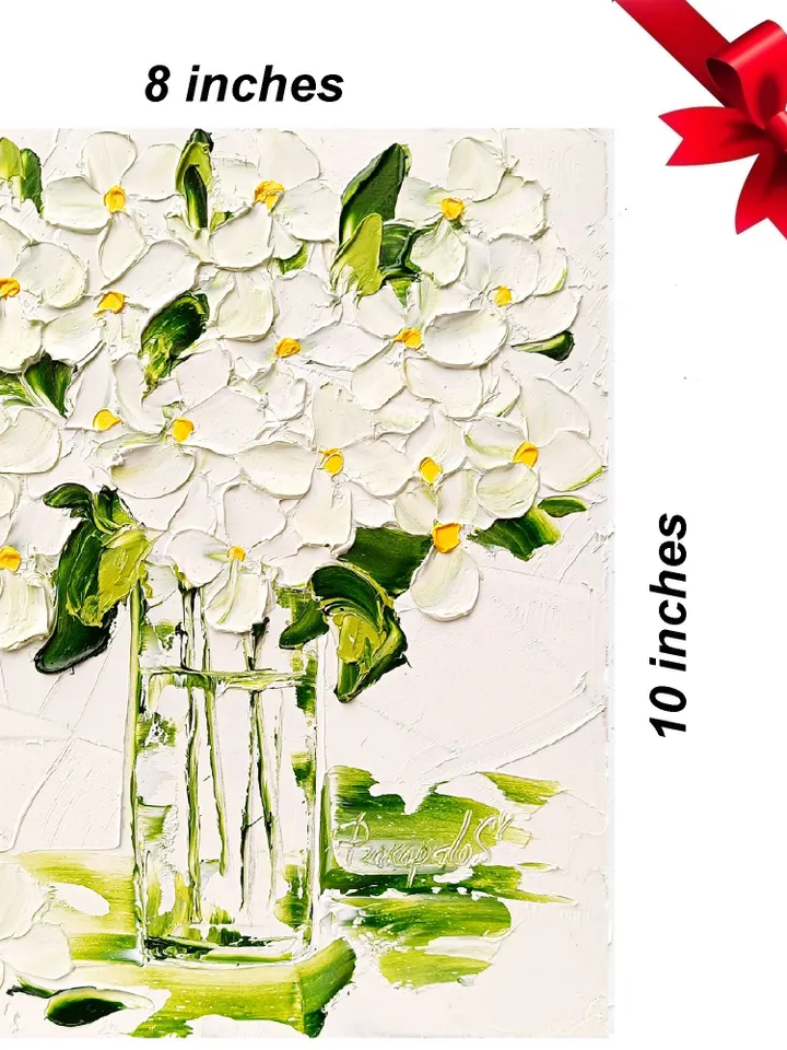 Hydrangea Painting Daisy Impasto Original Art 10 x 8 Floral Wall Art Flowers Small Oil Painting Impressionist Artwork by ArtProkopaloSv