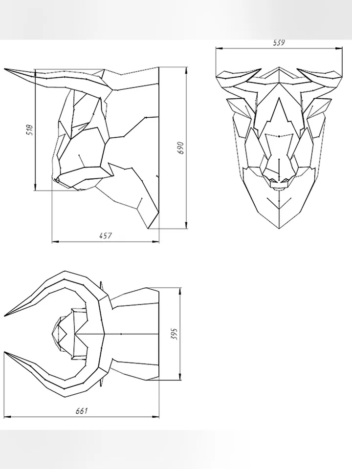 Welding Project Plans Drawings Bull Head (v1) (DXF, PDF)