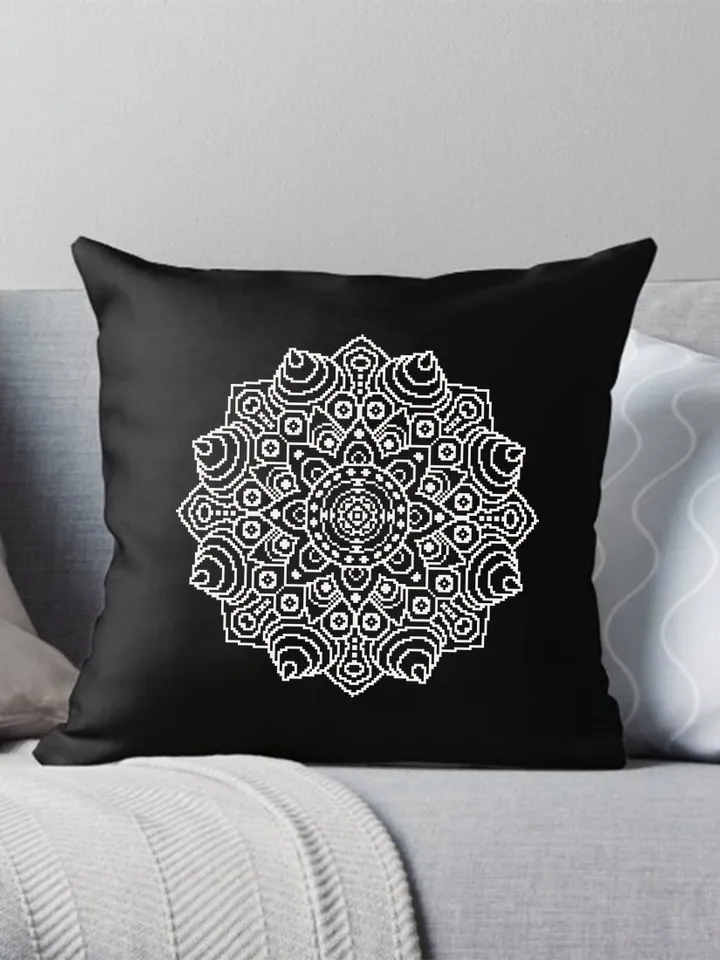 Mandala cross stitch pattern download PDF Monochrome floral ornament hand embroidery, Simple geometric pattern PDF Easy beginner stitch #M77