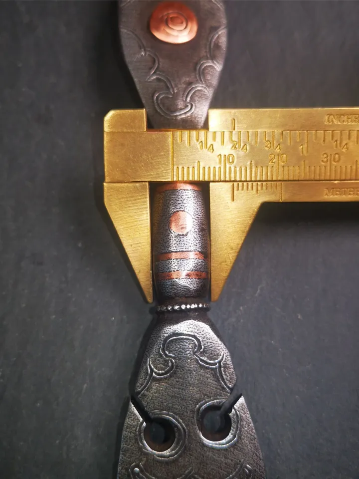 Gandhanra Handmade Tibetan Buddhist Ritual Implement - Dorje Phurba, Unique Manjusri Sword,Made of Cold Iron inlaid Copper, 12"