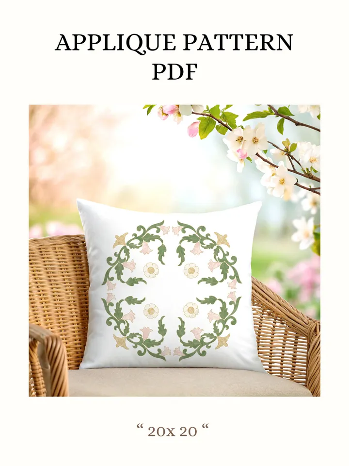 Floral Wreath Applique Quilt Pattern PDF