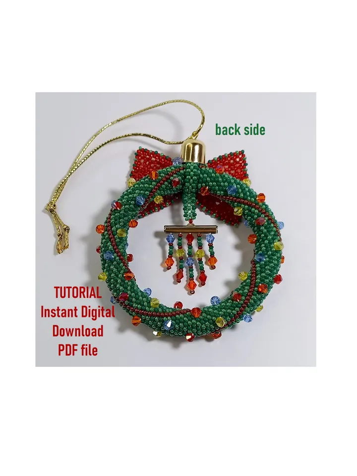 Tutorial Beading - Christmas tree decoration or New Year's decor for home-office. Instant Download, PDF