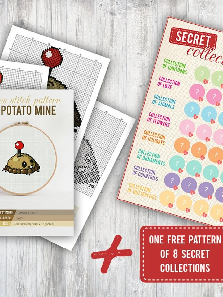 Cross stitch pattern Potato Mine Cross stitch pattern Plants vs Zombies PDF Format Instant Download Home decor Modern