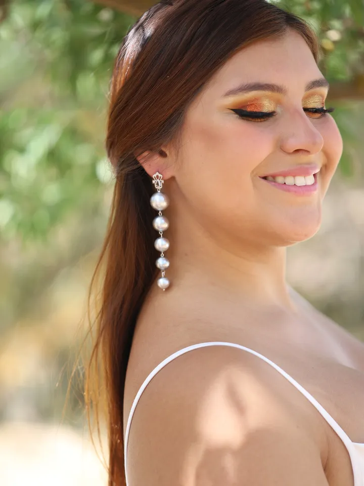 Art Deco Extra Long Pearl Wedding Earrings For Bride, Boho Bridal Earrings, Chandelier Statement Wedding Earrings, Pearl Bridal Jewelry,