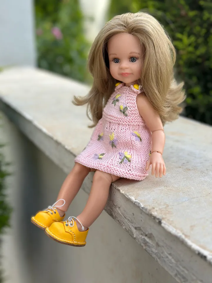 Summer Dress with flower embroidery Exclusive Handmade Outfit Paola Reina Doll ooak