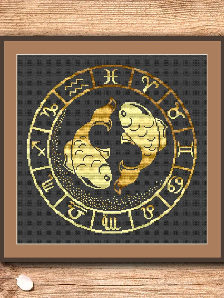 Pisces Cross Stitch Pattern, Zodiac Cross Stitch, Embroidery Zodiac, Pisces Pattern,Signs of the Zodiac Pattern, Modern Cross Stitch #zdc012