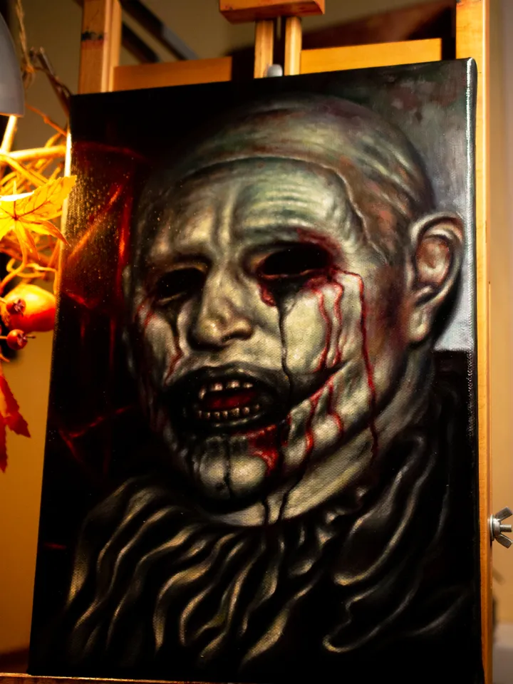 Original oil painting Hell House Clown