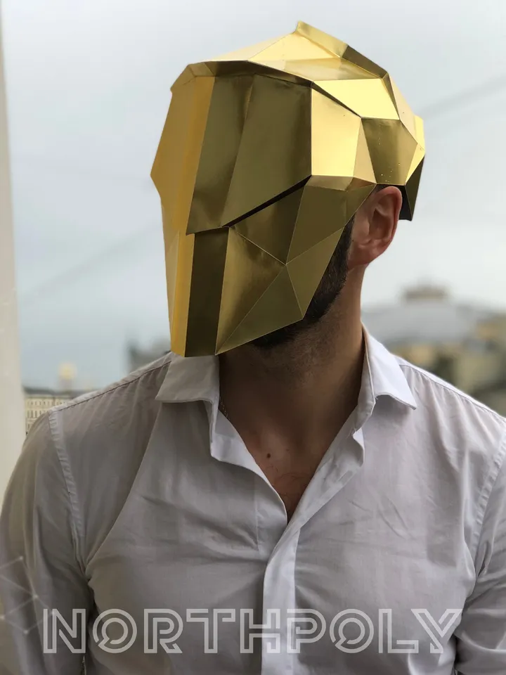 Papercraft Mask of the Future 2, Digital Template, PDF Download, Gurko, 3D Low Poly Animal Mask, DIY Origami, Pepakura, Paper Mask, Costume