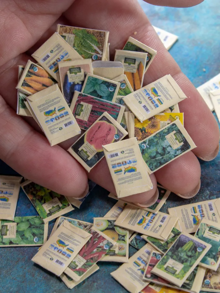 TEMPLATE Miniature seed packets 60 pcs for 1:12 scale dollhouse