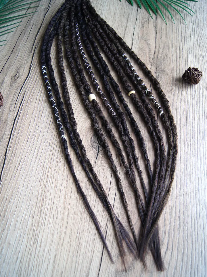 Ponytail Dreadlock Extension Dreadlocks on elastic band Mix brown Dreads Hippie Witchy Pagan Viking Bohemian Boho style
