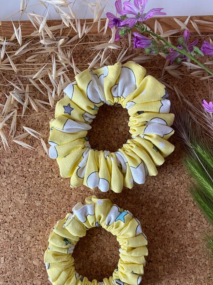 Yellow Handmade Hair Scrunchies Set