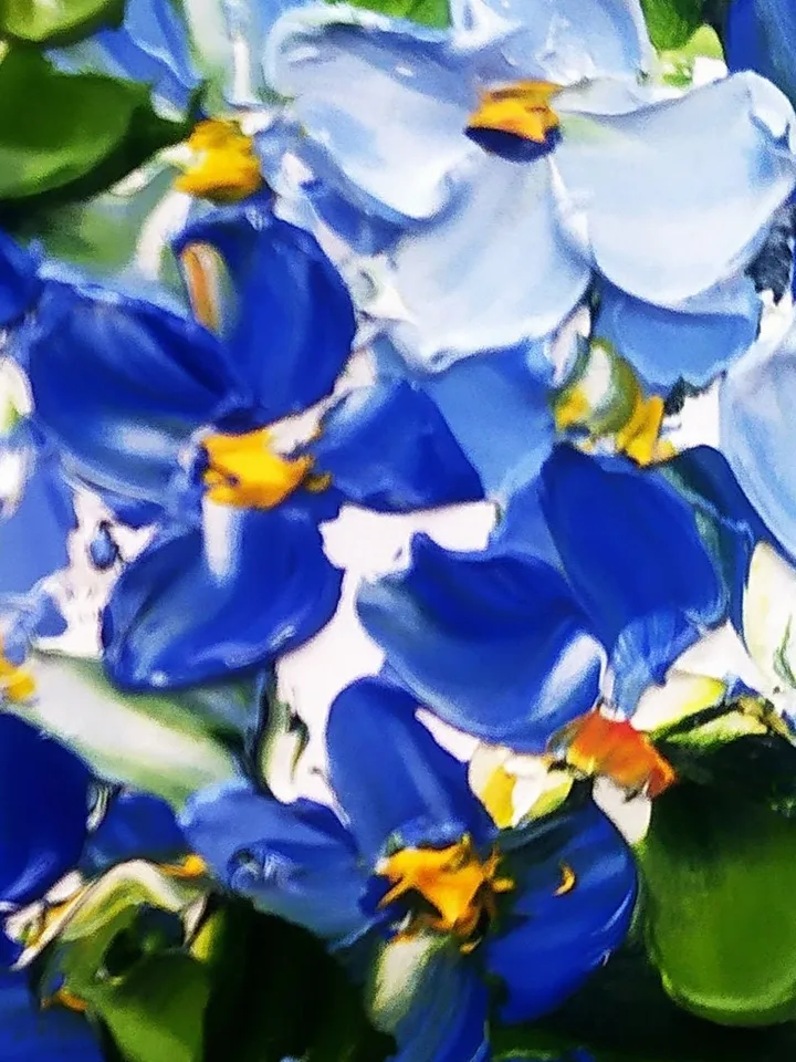 Forget-Me-Not Painting Cornflower Original Art Impasto Oil Painting 4x4 Blue Impasto Wildflower Wall Art Floral Meadow Painting Field