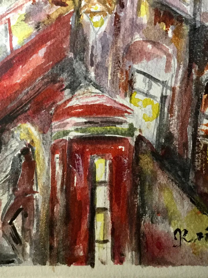 London painting,original watercolor painting,cityscapes painting,London streets painting,London bus,Big Ben art,wall hanging world capitals