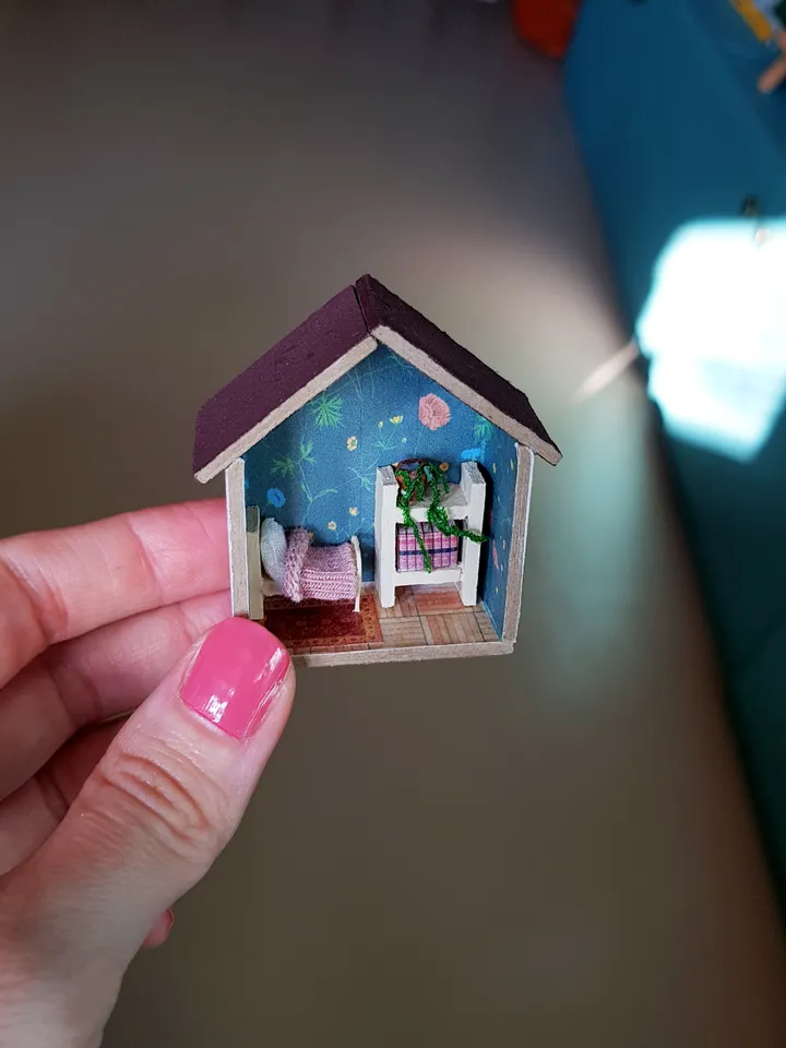 Micro Dollhouse Bedroom Mini with furniture scale 1:100