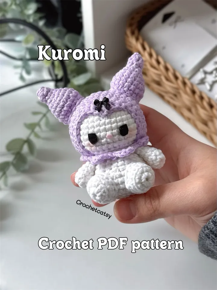CROCHET PATTERN Kuromi, PDF file, US terms, sanrio collection, corchet pattern